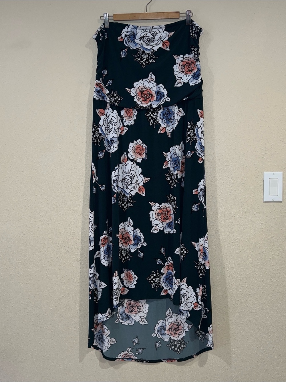 Maurices strapless high-low maxi dress size XL floral romantic feminine